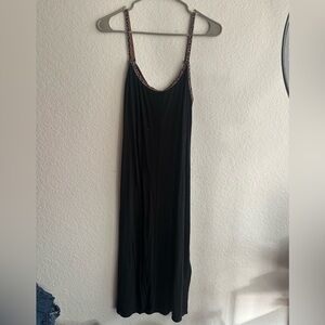 Victoria's Secret Black Midi Dress with Leopard Trim